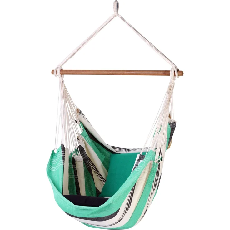 MacaMex Relaxa Mint Hängesessel Baumwolle natur, türkis, grau – Bild 1