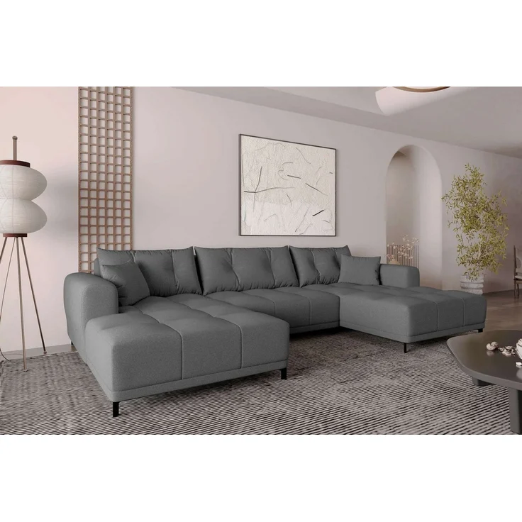 99rooms Massimo Wohnlandschaft Strukturstoff NEVE Anthrazit mit Schlaffunktion – Bild 2