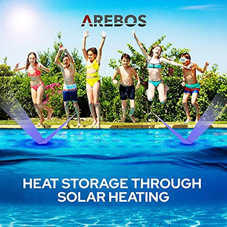 Arebos Pool Solarabdeckplane rund Ø 3,66m Schwarz | Solarplane Stärke 120 µm | Solarfolie zuschneidbar | Poolheizung Wassererwärmung Wärmeplane – Bild 7
