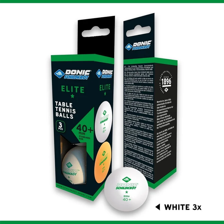 Tischtennisball 1-Stern Elite, Poly 40+ Qualität, 3 Stk. im Karton, Weiß – Bild 2