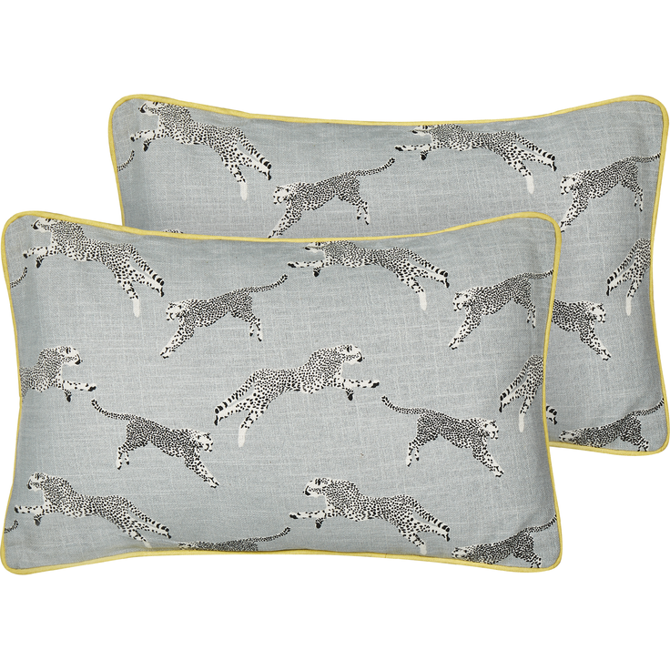 Kissen 2er Set Tiermuster ARALES Baumwolle 30 x 50 cm Hellgrau
