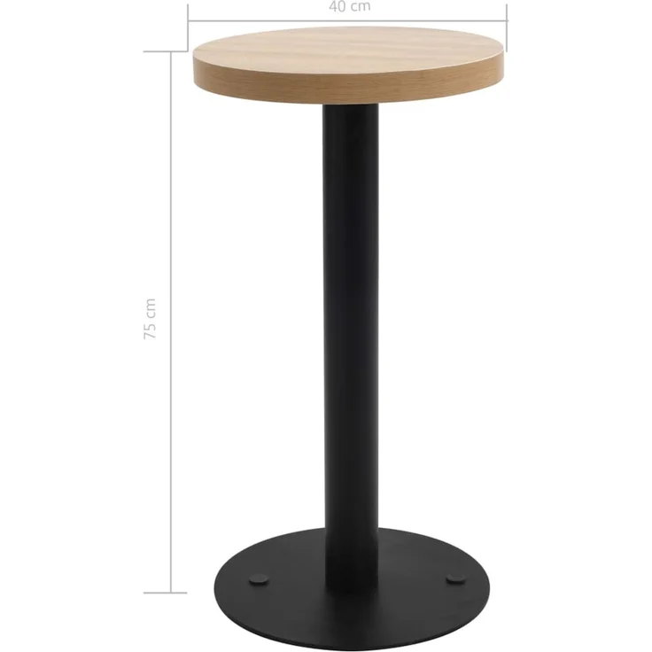 Bistrotisch FLORI rund Hellbraun/Schwarz 40 cm MDF | Esstisch kleiner Tisch Cafe Gartentisch Balkontisch Outdoortisch – Bild 5
