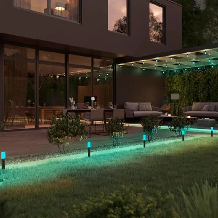 tint 5er-Set Smarte Outdoor LED Wegeleuchten LINO, Steuerbar per Alexa und Bluetooth, RGB sowie warm- und kaltweißes Licht (1800-6500 K), spritzwassergeschützt (IP44) – Bild 3