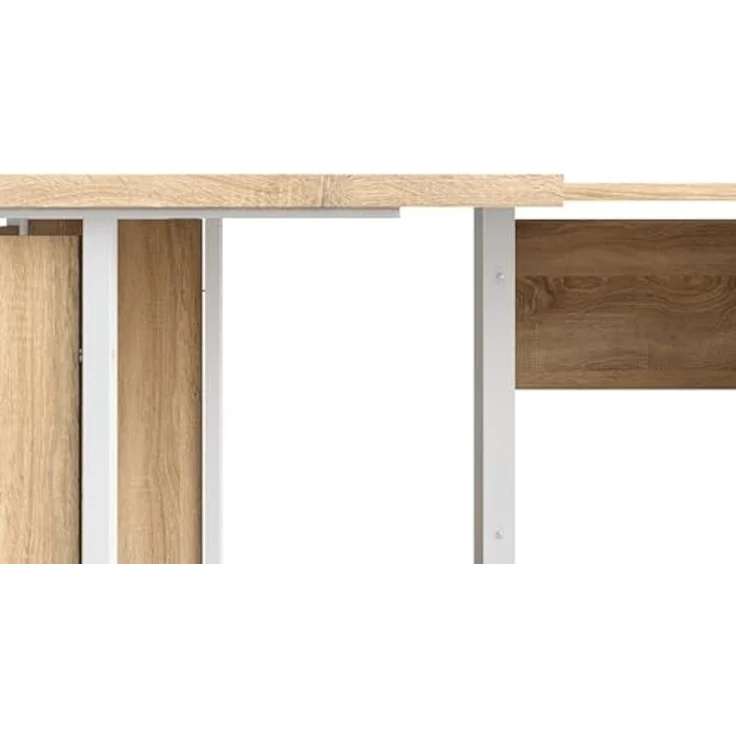 Dmora - Schreibtisch Mirella, Mehrzweckschreibtisch, Bürotisch für PC, Eckschreibtisch, 230x200 h75 cm, Eiche und Weiß – Bild 6