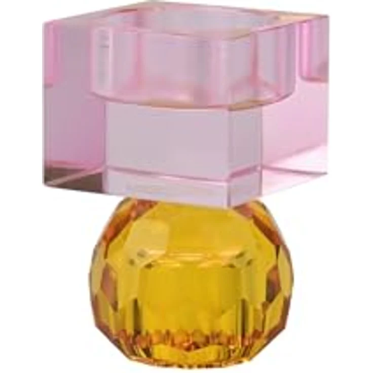 Gift Company Sari Kristallglas Kerzenhalter/Teelichthalter Kugel/Cube orange/hellrosa gs – Bild 4