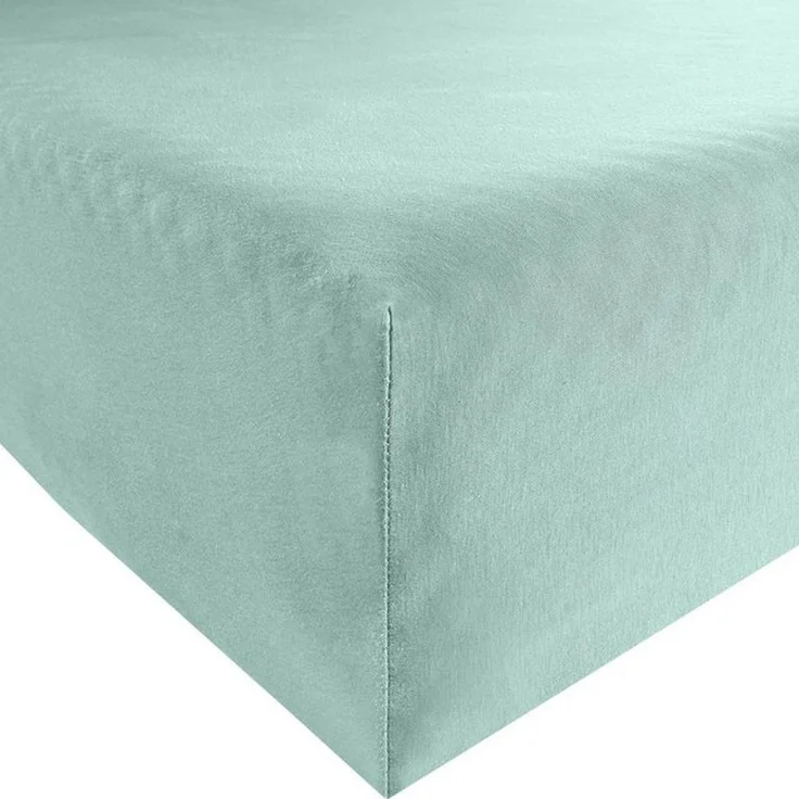 Erwin Müller 'Freising' Spannbettlaken, Gummizug: Rundumgummi, 1 Stück, Elasthan-Jersey-Stretch Uni, Jade, Spannbettlaken - 80x200 cm - 80x220 cm – Bild 4