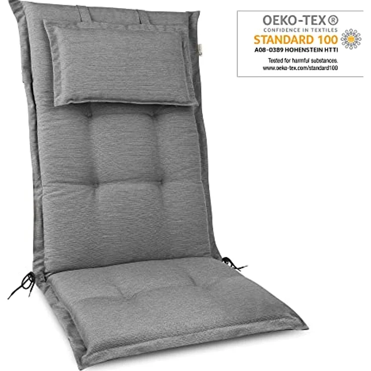 Beautissu 4er Set Hochlehner Auflage HighLux HL 120 x 50 x 7 cm Hellgrau – Bild 3