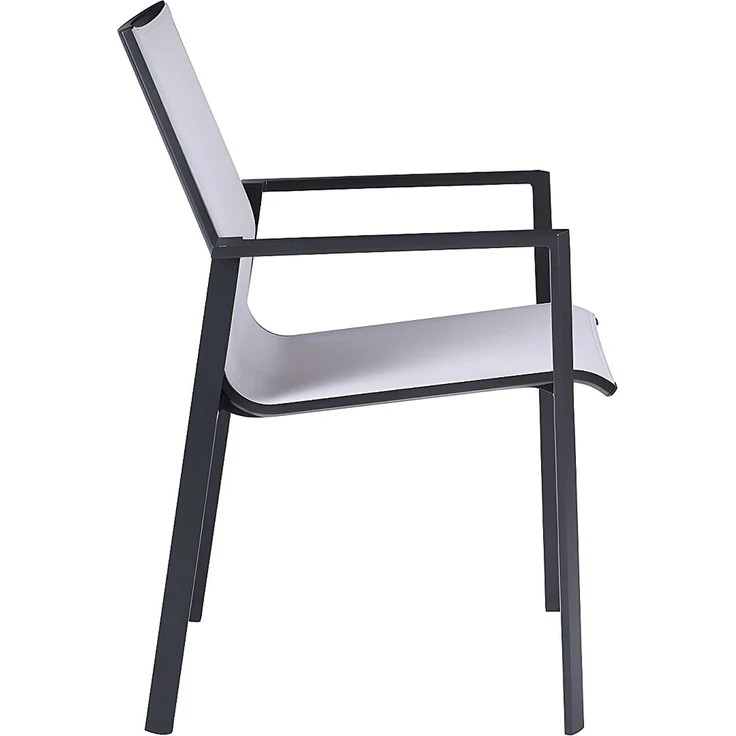 Vente-unique - Gartensessel 2er-Set stapelbar - Aluminium & Textilene - Hellgrau & Schwarz - VALERA – Bild 4