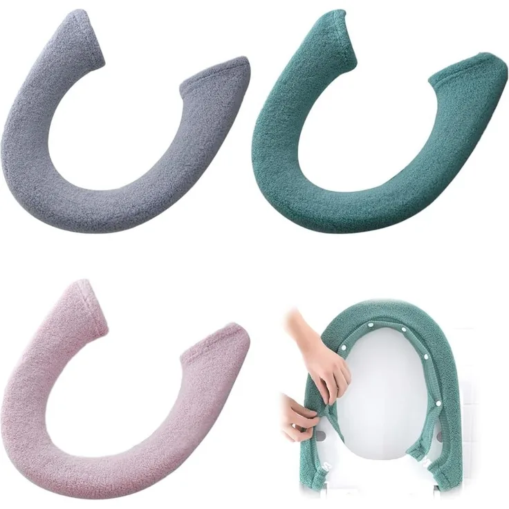 FELIXLEO WC-Deckelbezug 3 Stück Toilettensitzbezug Universal WC Sitzwärmer Waschbar Weich