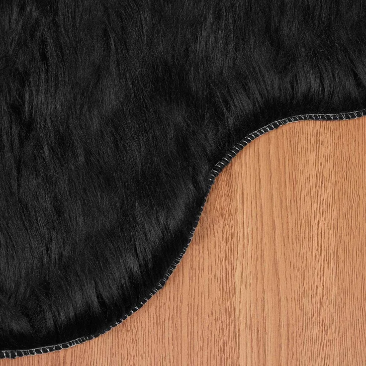 vidaXL Kunstschaffell Teppich Tafalla Schwarz 80 x 120 cm Polyester 42021586 – Bild 6