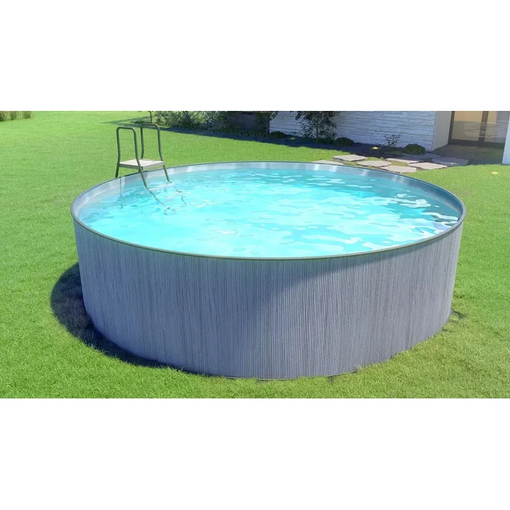 Steinbach 'New Splasher Secure' Stahlwand Swimming Pool, Holzoptik Grau, Ø 350 x 90 cm – Bild 3