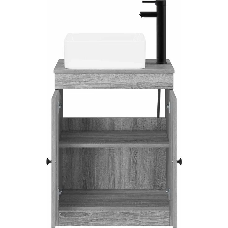 vidaXL Waschbeckenschrank Grau Sonoma 54 x 41 x 100 cm Holzwerkstoff 3404237 – Bild 3