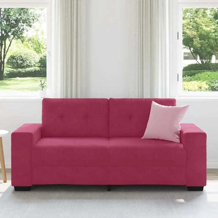 vidaXL Zweisitzer-Sofa Weinrot 180x77x82 cm Samt 4105126 – Bild 3