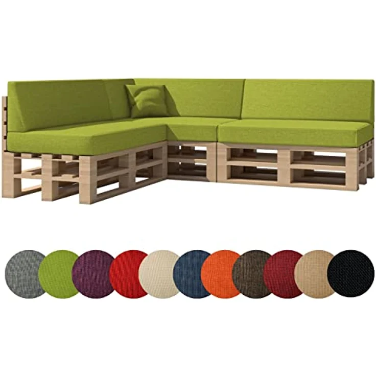 chilly pilley Palettenkissen Gartenkissen Palettenauflage Palettenpolster Indoor Outdoor Waschbar Abnehmbar Sitzkissen Rückenkissen (8er Set, Grün) – Bild 2