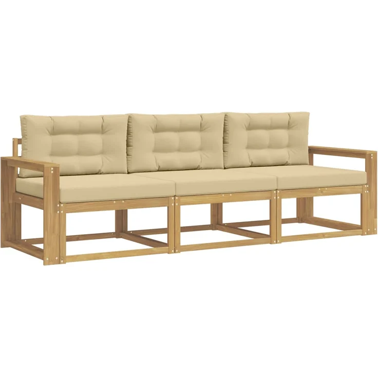 vidaXL Outdoor-Sofagarnitur 3 stk. Weiß und Beige Polyester 3385997 – Bild 2