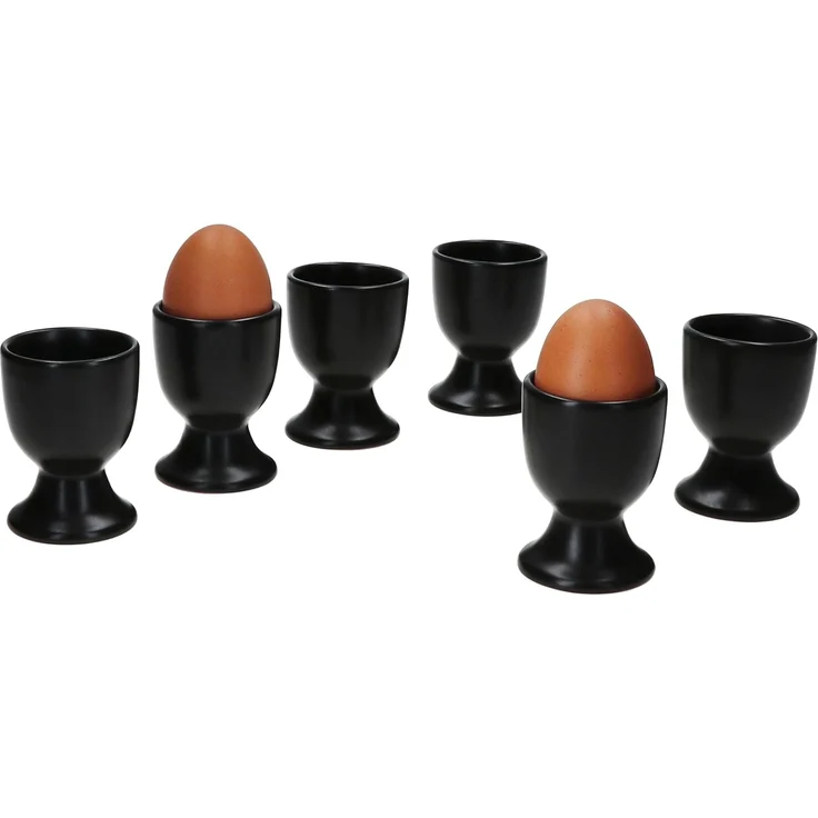 MamboCat Eierbecher 6x Panther Eierbecher schwarz Steingut für 6 Personen Frühstück – Bild 5