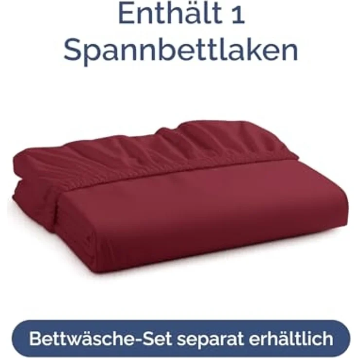 Spannbettlaken 90x200 Weinrot 40 cm Steghöhe - Luxuriöses Spannbetttuch für Einzelbett - Passt auf Matratzen bis zu 40 cm Höhe - Weiches, knitterfreies und atmungsaktives Bettlaken - Einzelpackung – Bild 4