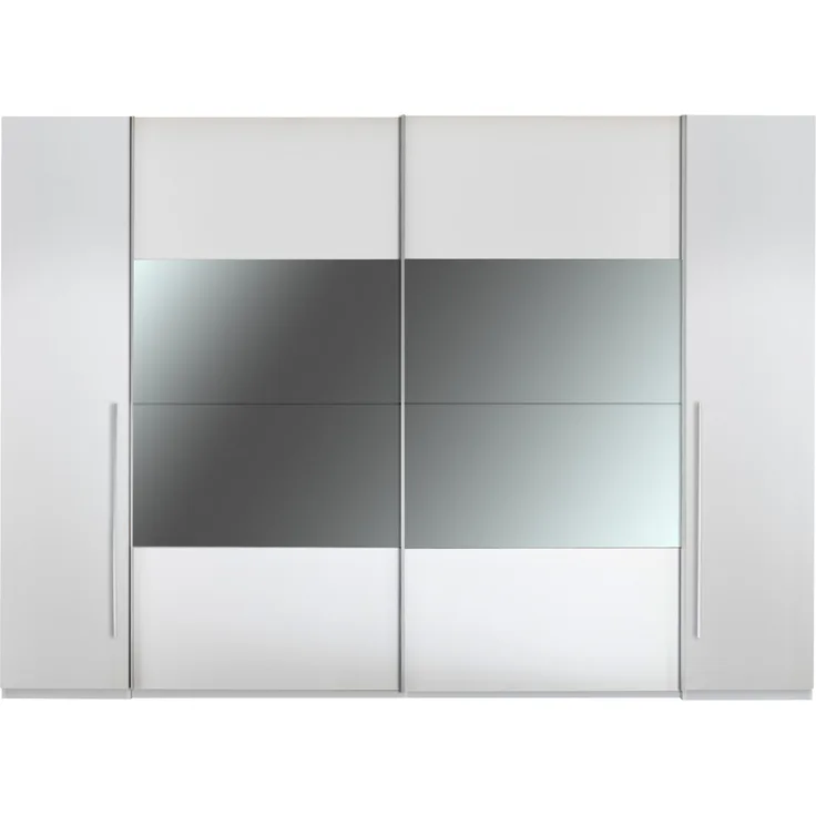 Kleiderschrank >Mega< in Weiß / Spiegel - 267x226x60cm (BxHxT)