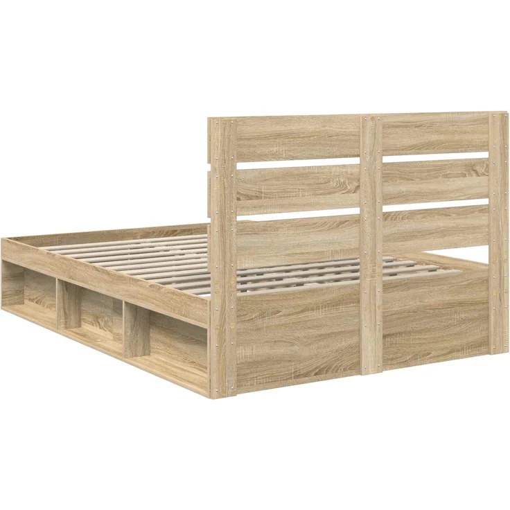vidaXL Bettrahmen Sonoma 140 x 200 cm Massives Kiefernholz 3411738 – Bild 8