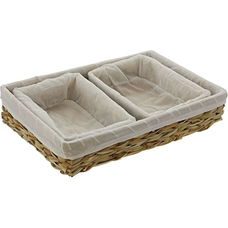 Eckiges Korbset, 3tlg. Aufbewahrungskorb Korb Brotkorb Pilzkorb Küche – Bild 1