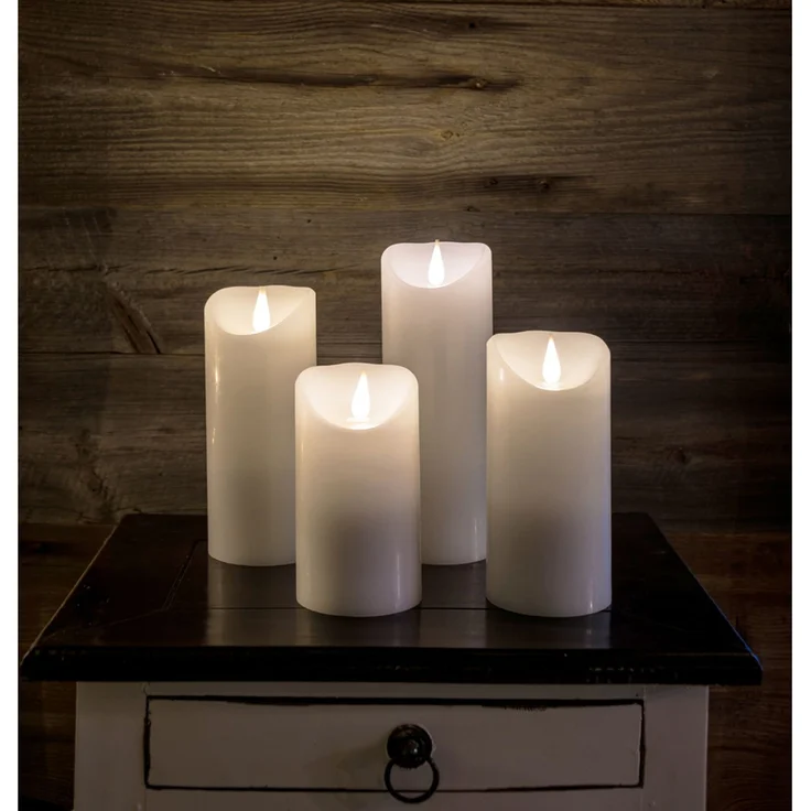 LED Echtwachskerze mit Flamme & Timer, Ø 7,5cm, Höhe 17,5cm, Batteriebetrieb – Bild 7