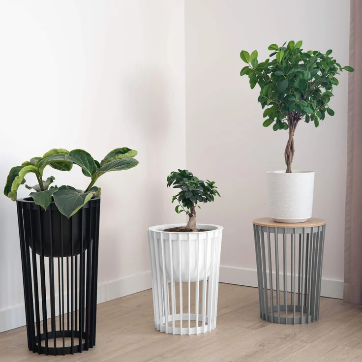 KADAX Doppelseitiger Blumenständer 40 cm Weiß + Schwarze Oberseite – Bild 6