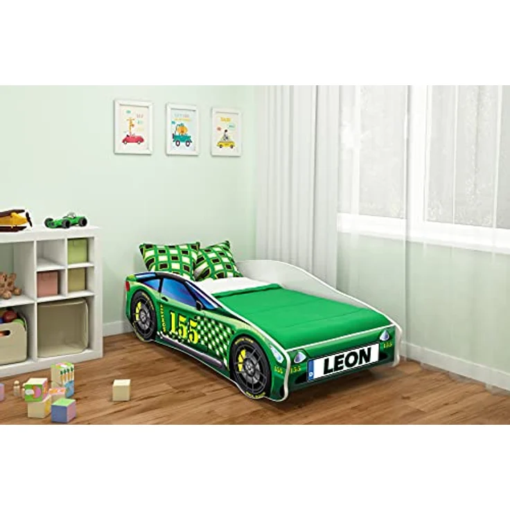 Kinderbett Autobett Auto Junior mit Lattenrost und Matratze 140x70 160x80 180x80 ACMA (140x70, 7 + Name) – Bild 3
