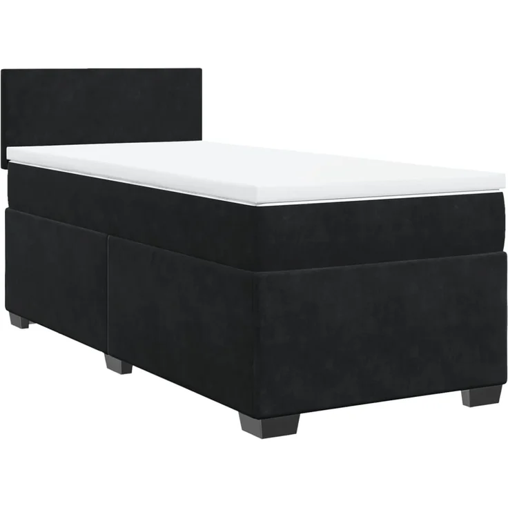 vidaXL Boxspringbett mit Matratze Schwarz 90x190 cm Samt 3288482 – Bild 3