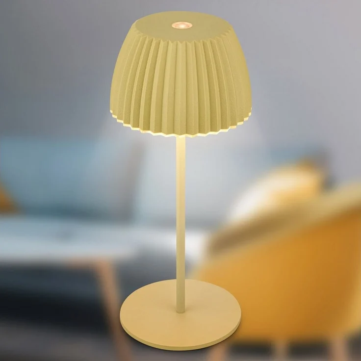 BRILONER - Riffle Mini LED Tischlampe kabellos IP44 mit Lichtkante, 8,5x20 cm, Touchdimmer, Akku tauschbar, Nachttischlampe, Leselampe, Akku Lampe, German Design Award Winner 2025, Pastellgrün – Bild 3