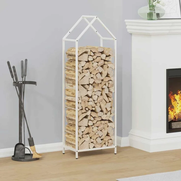 vidaXL Brennholzregal Weiß 40x25x120 cm Kaltgewalzter Stahl 864300 – Bild 1