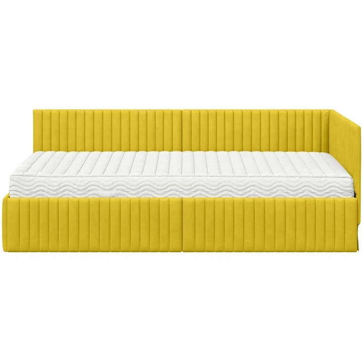 vidaXL Eckbettgestell mit Matratze mit Kopfteil 2 pcs Gelb Samt 3393824 – Bild 5