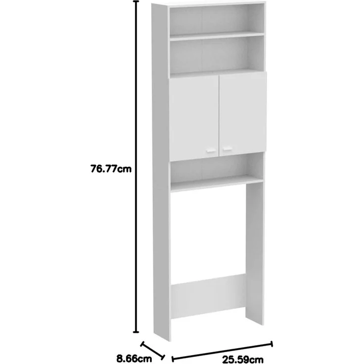 Waschmaschinenumbauschrank >Newport< in Weiß, 2 Türen, Fächer - 65x195x22cm (BxHxT) – Bild 2