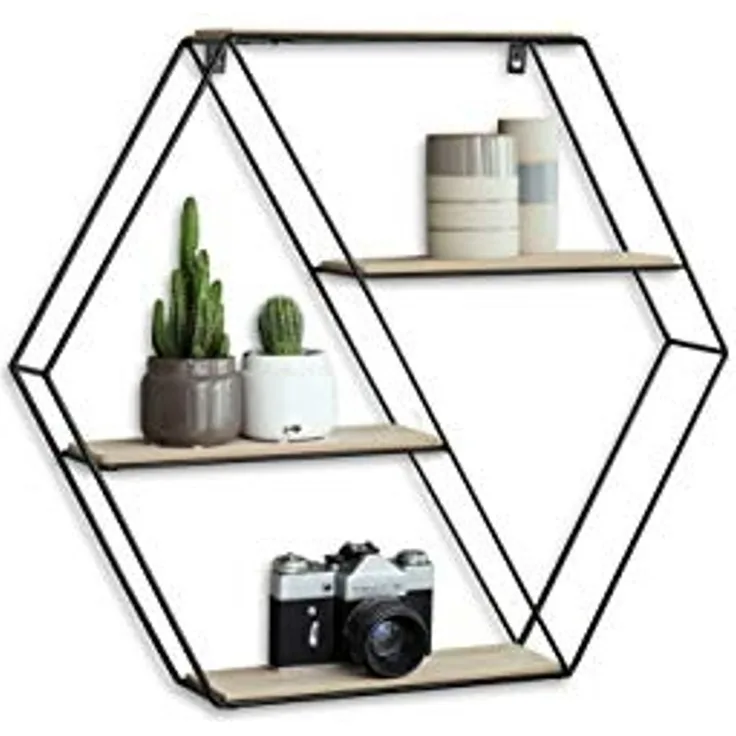 Mascot Regal LIFA LIVING Wandregal Malaga Holz Metall, Hängeregal, 66,5x14,3x33,6cm, 1-tlg.