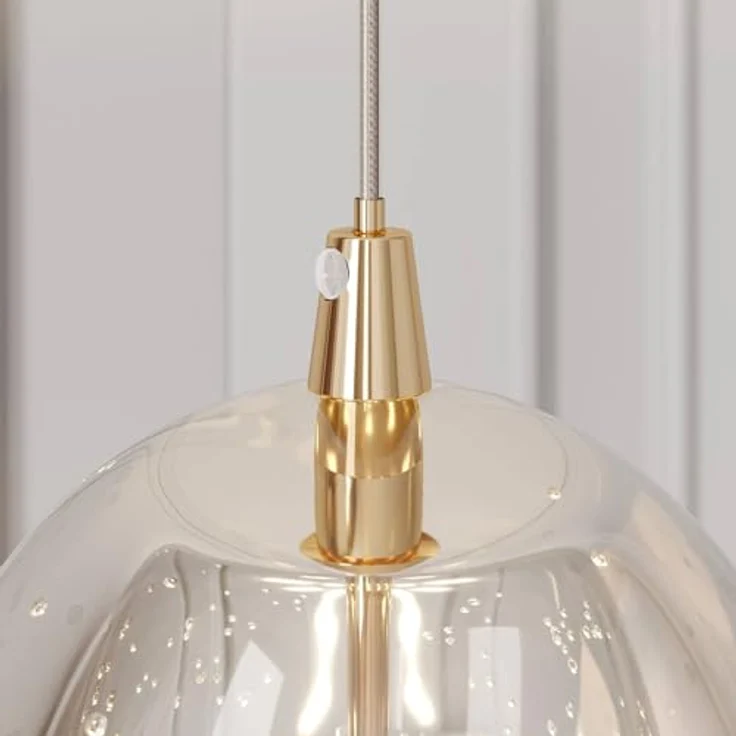 Lucande LED-Pendellampe Hayley, Kugelförmig, Ø 9 cm, goldfarbenes Glas mit Blasenstruktur – Bild 9