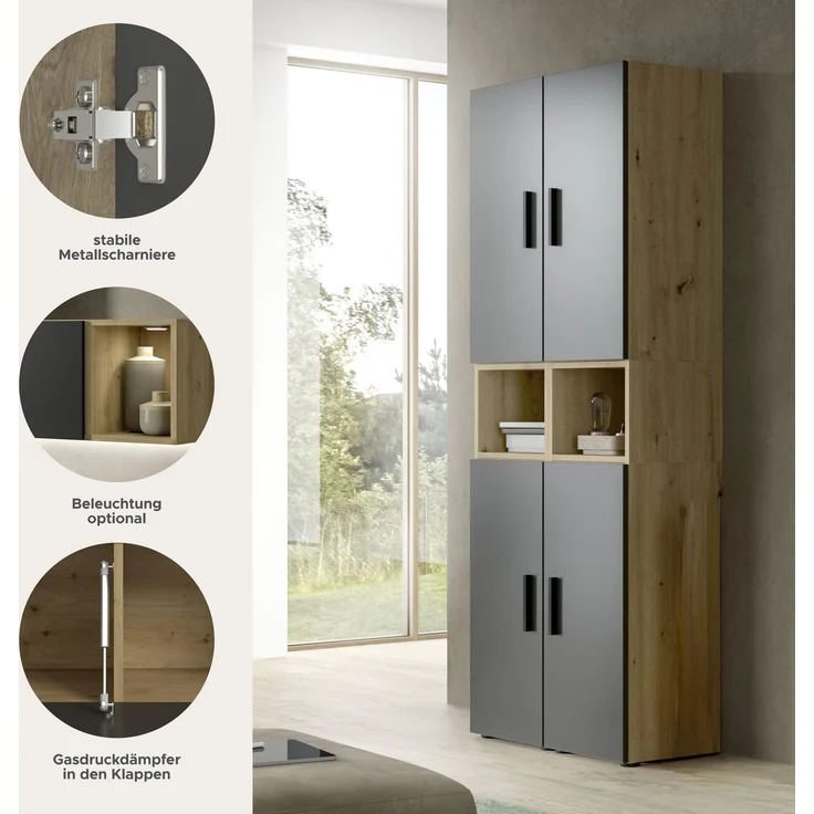 The One Wohnkombination in Basalt grau Nachbildung – Bild 7