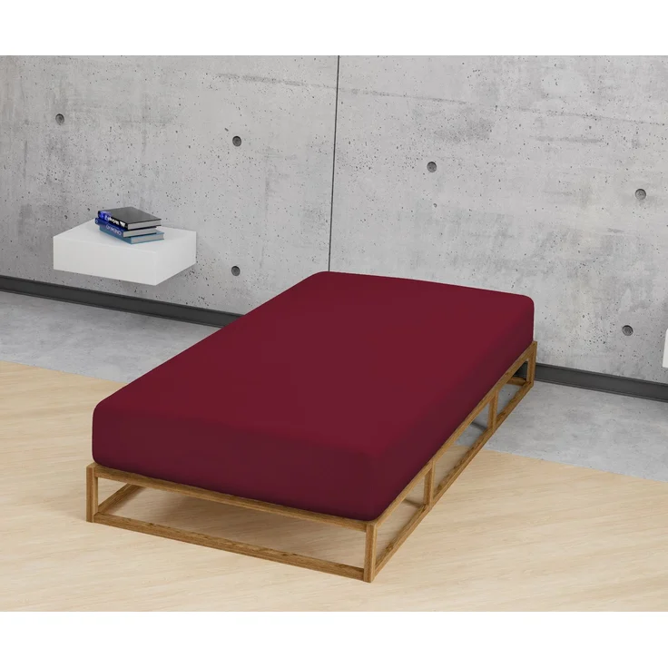 biberna Jersey-Elastic-Spannbetttuch 0077866, burgund, 1x 180x200 cm - 200x220 cm – Bild 3
