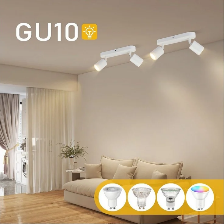 Nettlife Deckenstrahler Weiß GU10 Verstellbaren Deckenspots 1/2/3/4/5/6 Flammig Modern, ohne Leuchtmittel, für Wohnzimmer Schlafzimmer Küche Flur – Bild 3