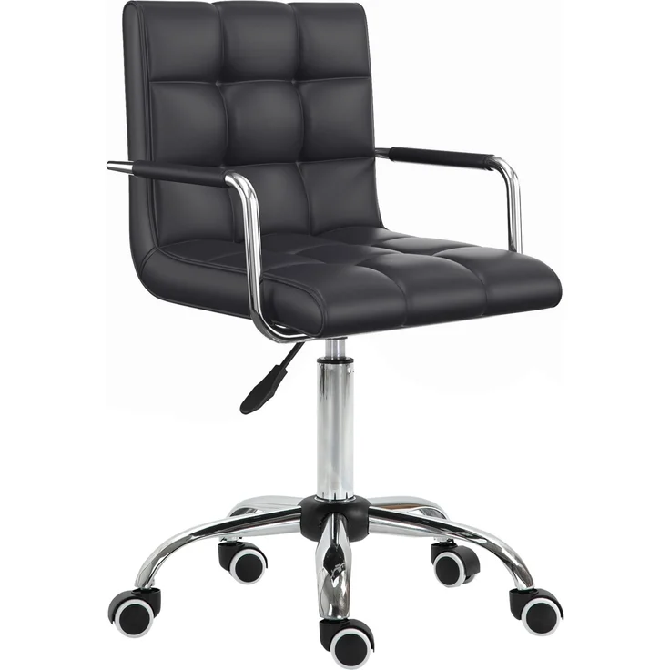 Bürostuhl im Retrodesign, höhenverstellbar, 5 Rollen, 52,5 cm x 54 cm x 99 cm, Schwarz--Schwarz--99x54x52.5cm--CHENHAONING – Bild 2