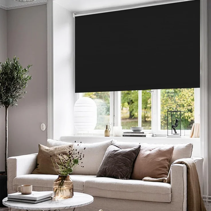 Homland Klemmfix Rollo Verdunkelung Thermorollo ohne Bohren Schwarz 65x170 cm (BxH), Verdunklungsrollo Wandmontage & Deckenmontag, Sichtschutz & Sonnenschutz für Fenster und Tür – Bild 6