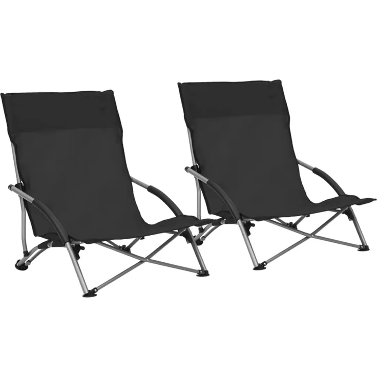 vidaXL Klappbare Strandstühle 2 Stk. Schwarz Stoff 312489