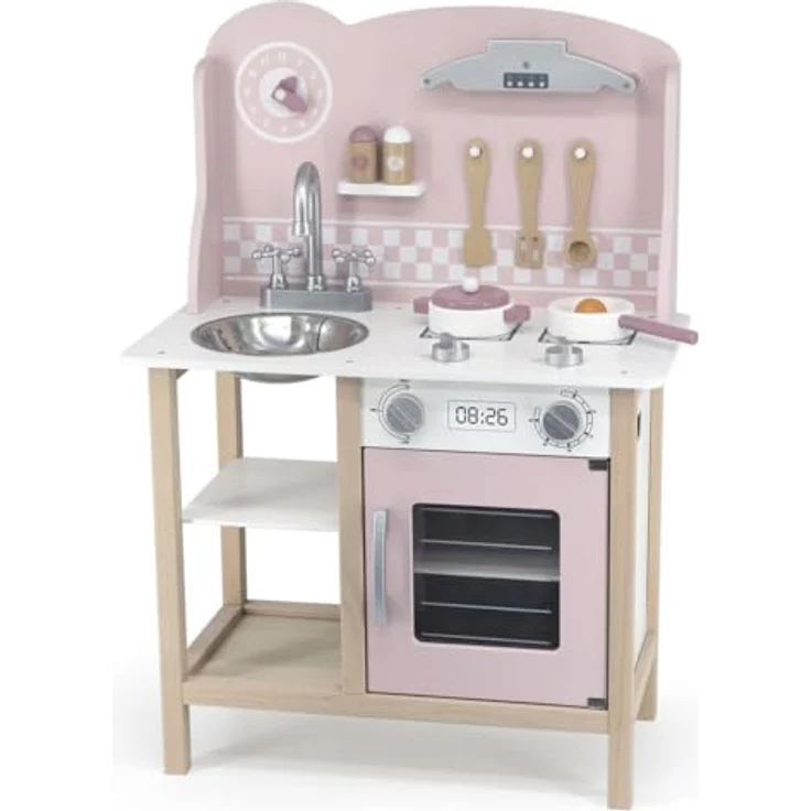 VIGA Kinder-Spielküche mit Zubehör silber - rosa – Bild 1