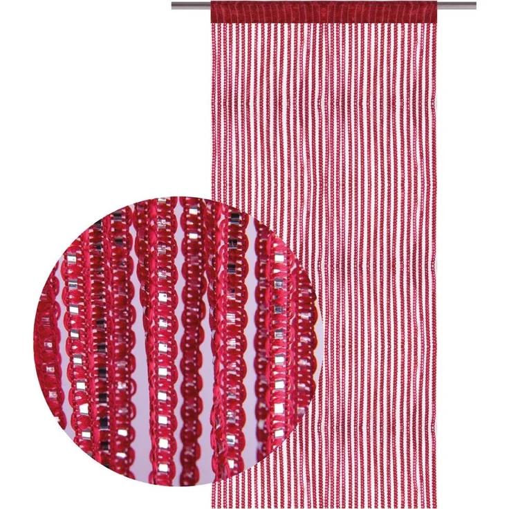 Arsvita Fadenvorhang Metallik-Optik mit Stangendurchzug, Türvorhang 140x250cm (Rot) – Bild 2