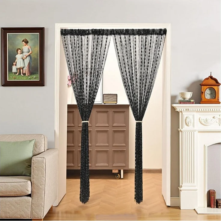 Diwzbyn Fadenvorhang Türvorhang Fadengardine Raumteiler Fadenstores, (1 St), gestreifter Vorhang/Querbehang, 100 x 200 cm,Stangendurchzug – Bild 4