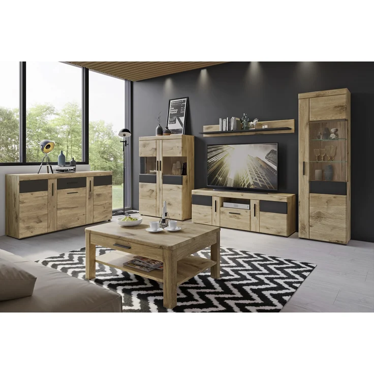 Wohnwand >Grano< (4-teilig) in Viking Eiche Dekor - 317x195x41 (BxHxT) – Bild 9