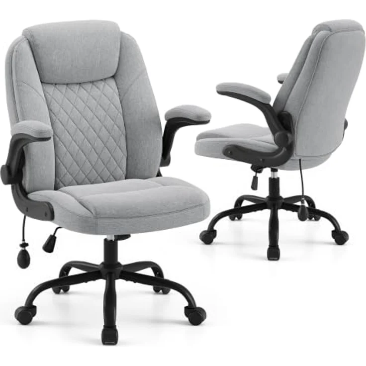 MALOL Bürostuhl, Bürostuhl Ergonomisch, Höhenverstellbarer Schreibtischstuhl mit Luft-Lendenstütze, Homeoffice Chefsessel Stuhl höhenverstellbar 105–125° Wippfunktion, bürostühle für Büro, Grau – Bild 1