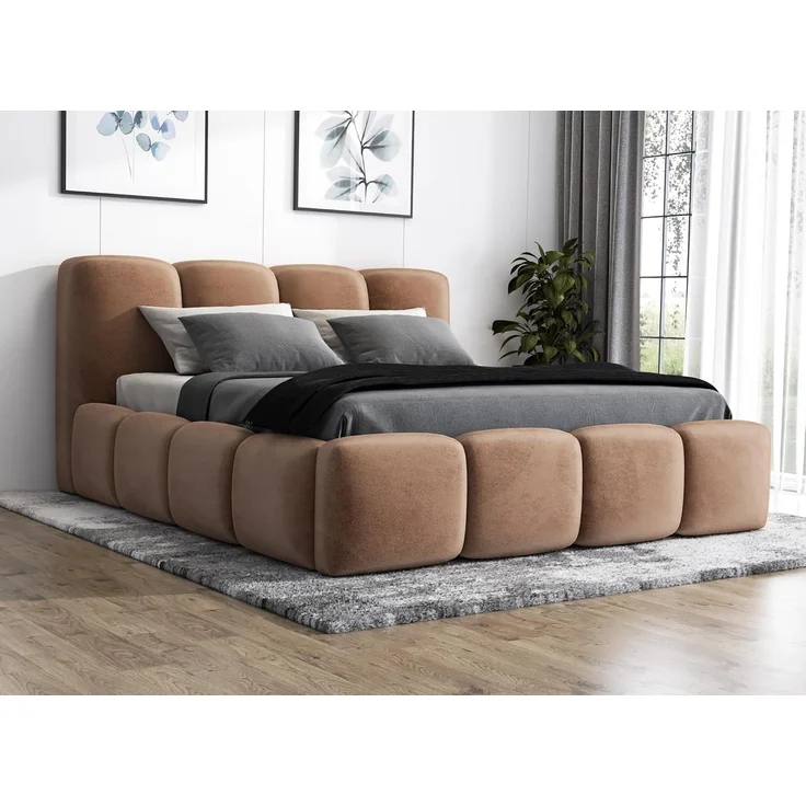 Polsterbett DONA 160x200 ohne Matratze mit Bettkasten und Lattenrost. Farbe: Tabak 3 – Bild 1