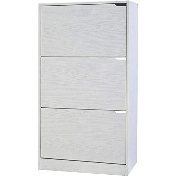 BAKAJI Schuhschrank aus MDF-Holz mit 3 Türen, Schuhschränke, versenkbare Griffe, doppelte Tiefe, kompakte Größe, 63 x 24 x 115 cm, Eingang für Zuhause (Weiß) – Bild 9