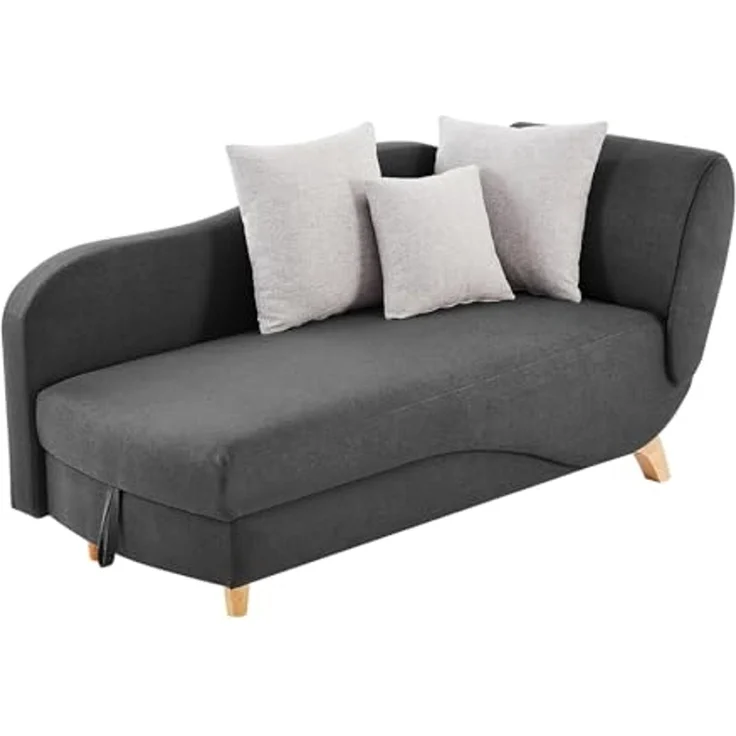 Vente-unique - PENELOPE Chaise longue Stoff Grau - B 80 cm x H 81 cm x L 160 cm – Bild 1