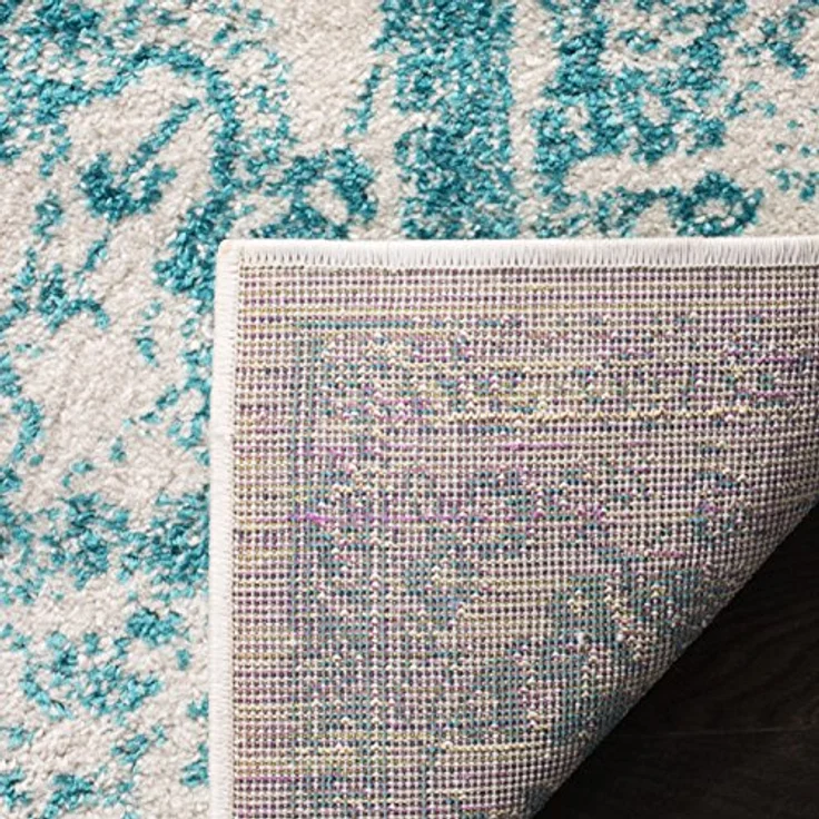 Safavieh Teppich 183x274 cm - Adirondack Collection - Transitional Design, Elfenbein & Petrol, Pflegeleichte Synthetikmischung, Ideal für Wohnzimmer, Schlafzimmer, Büro | 1 cm Flor, Teppich für den Innenbereich, langlebig, kinder- und haustierfreundl... – Bild 5