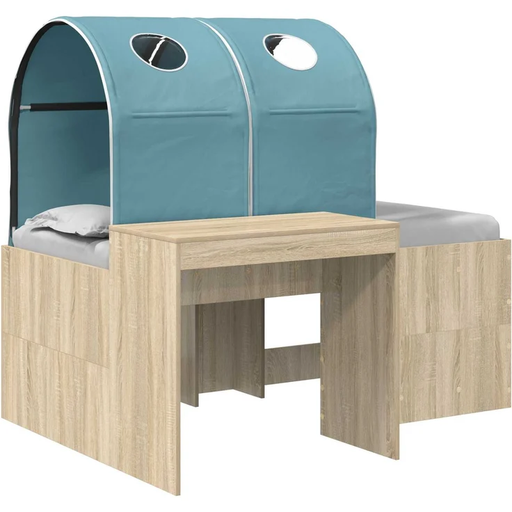 vidaXL Bett mit Tunnel 3 Stk. Artisian Eiche und Hellblau 3423516 – Bild 2